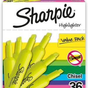 SHARPIE Tank Style Highlighters, Chisel Tip, Fluorescent Yellow, 36 Count